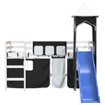 vidaXL Lit mezzanine enfants et tour blanc/noir 90x200 cm pin massif