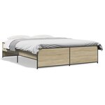vidaXL Cadre de lit chêne sonoma 160x200 cm bois d'ingénierie et métal
