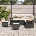 vidaXL Ensemble de canapé de jardin 8 Pièces Noir polyrotin