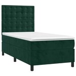 vidaXL Sommier à lattes de lit et matelas et LED Vert foncé 90x200 cm