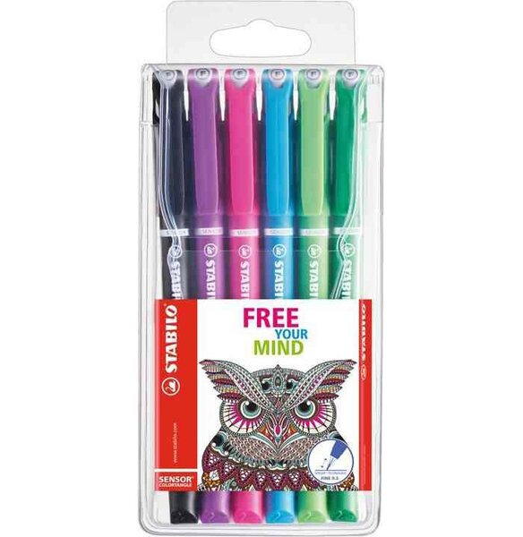 étui de 6 Feutres à pointe fine sensor COLORTANGLE STABILO