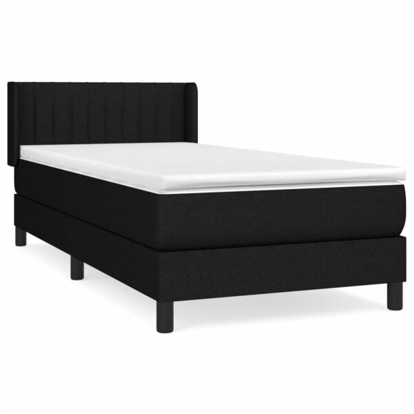 vidaXL Sommier à lattes de lit avec matelas Noir 90x200 cm Tissu