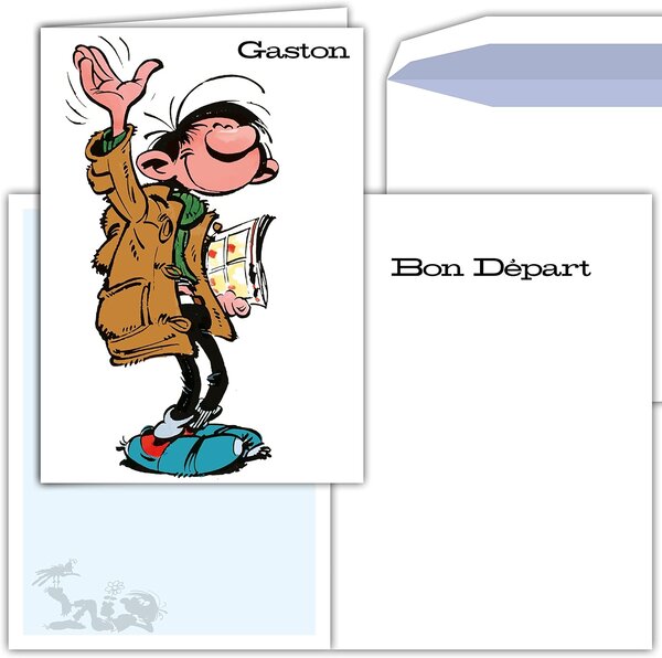 Maxi grande carte géante départ collègue gaston lagaffe franquin avec enveloppe