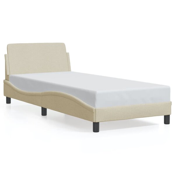 vidaXL Cadre de lit avec tête de lit sans matelas crème 80x200cm tissu