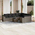 vidaXL Salon de jardin avec coussins 10 Pièces gris résine tressée