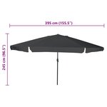 vidaXL Parasol de jardin Anthracite et noir 395 x 395 x 245 cm