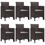 vidaXL Ensemble de salle à manger de jardin 7 pièces avec coussins Rattan Poly marron