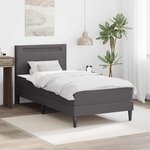 vidaXL Cadre de lit avec bandes LED Gris 90 x 190 cm Simili cuir