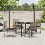 vidaXL Ensemble de salle à manger de jardin 5 pièces avec coussins gris en rattan poly