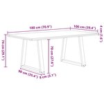 vidaXL Table à manger avec bord naturel 180x100x74cm bois massif chêne