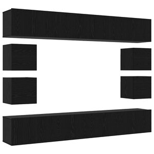 vidaXL Ensemble meuble TV 8 Pièces Chêne noir Bois d'ingénierie