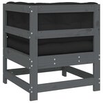 vidaXL Canapé d'angle avec coussins gris bois de pin solide