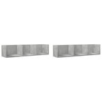 vidaXL Armoires murales 2Pièces gris béton 75x18x16 5cm bois d'ingénierie