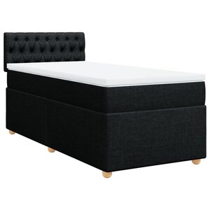 vidaXL Sommier à lattes de lit avec matelas noir simple tissu
