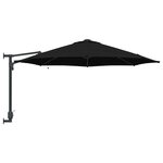 vidaXL Parasol mural de jardin avec LEDs Noir 248 cm