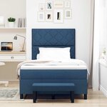 vidaXL Lit avec sommier et banc bleu 120x200 cm en tissu