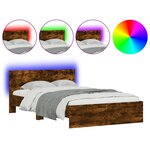 vidaXL Cadre de lit avec tête de lit et LED chêne fumé 140x200 cm