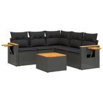 vidaXL Salon de jardin 6 Pièces avec coussins noir résine tressée