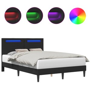 vidaXL Cadre de lit avec bandes LED Noir 140 x 200 cm Simili cuir