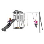 AXI Structure de jeu Beach Tower Blanc Gris  avec 2 balancoires et toboggan Gris
