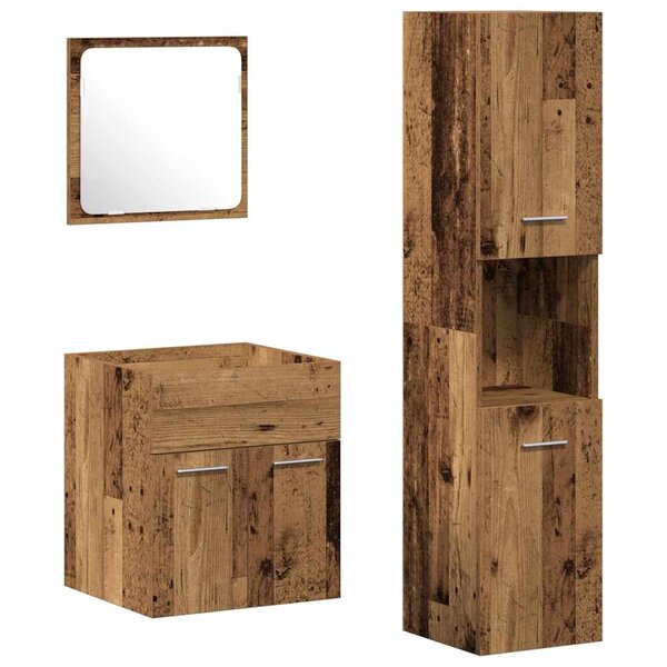 vidaXL Ensemble de meubles de salle de bain 3 Pièces Bois Ancien