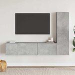 vidaXL Ensemble de meubles TV 3 Pièces Gris béton Bois d'ingénierie