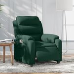 vidaXL Fauteuil inclinable électrique vert foncé velours