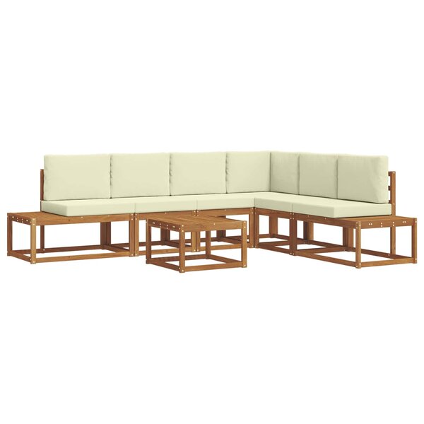 vidaXL 7 pc Ensemble de canapés d'extérieur Naturel et Crème
