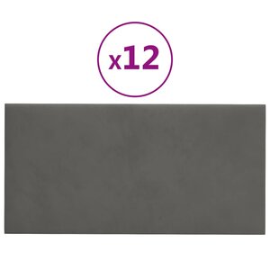 vidaXL Panneaux muraux 12 Pièces Gris foncé 30x15 cm Velours 0 54 m²