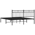 vidaXL Cadre de lit métal sans matelas et tête de lit noir 160x200 cm