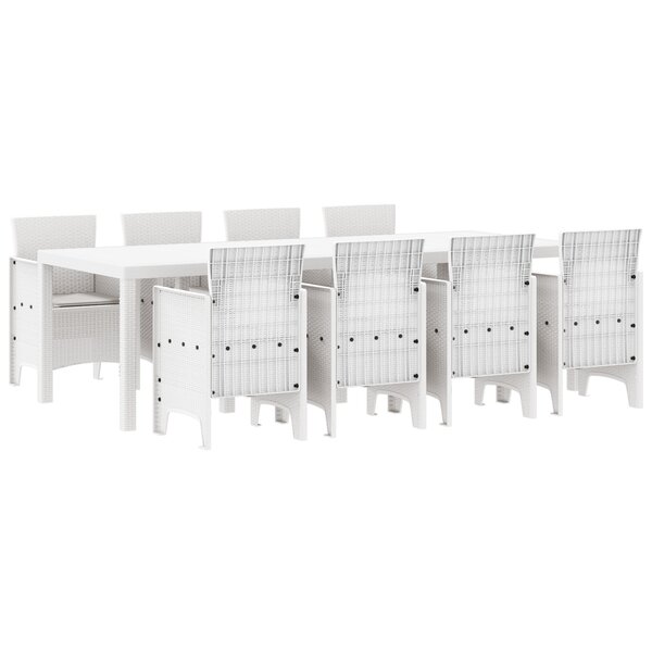 vidaXL Ensemble de salle à manger de jardin 9 pièces avec coussins gris clair en poly rotin