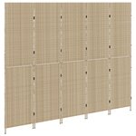 vidaXL Paravent 5 panneaux pliable beige 245x180 cm en poly rotin