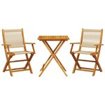 vidaXL Ensemble de bistro 3 Pièces beige polypropylène et bois massif