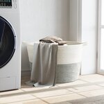 vidaXL Panier à linge gris et blanc Ø60x36 cm coton