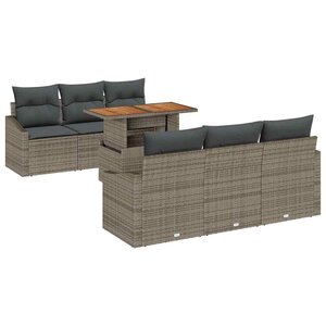 vidaXL Ensemble de canapé de jardin avec coussin 7 Pièces Gris et marron