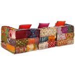 vidaXL Pouf modulaire à 3 places Patchwork Tissu