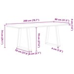 vidaXL Table à manger avec bord naturel 200x80x74 cm bois massif chêne