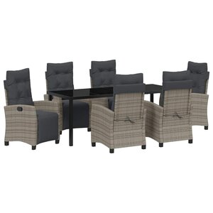 vidaXL Ensemble de salle à manger pour jardin 7 Pièces Gris polyrotin