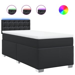 vidaXL Sommier à lattes de lit avec matelas Noir 90x190 cm Similicuir