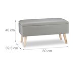Banquette de rangement moderne avec couvercle 80 x 40 x 39 5 cm assise rembourrée style contemporain en similicuir gris 13_0005517