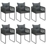 vidaXL Ensemble à manger de jardin 7 Pièces PVC résine tressée noir
