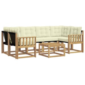vidaXL Ensemble de canapés d'extérieur 7 pc Blanc et crème