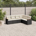 vidaXL Salon de jardin 6 Pièces avec coussins noir résine tressée