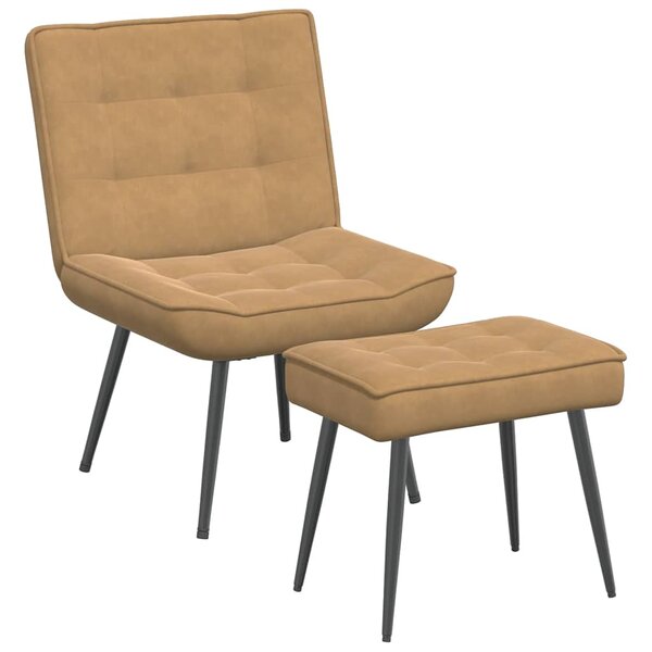 vidaXL Chaise de relaxation avec tabouret Marron Velours