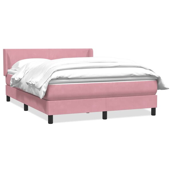 vidaXL Sommier à lattes de lit avec matelas rose 140x210 cm velours