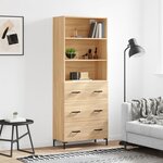 vidaXL Buffet haut Chêne sonoma 69 5x34x180 cm Bois d'ingénierie