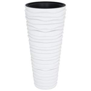 vidaXL Jardinière et intérieur amovible blanc 18/45L PP aspect rainuré