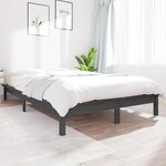 vidaXL Cadre de lit sans matelas gris 160x200 cm bois massif