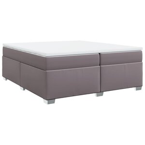 vidaXL Sommier à lattes de lit avec matelas Gris 200x200 cm Similicuir