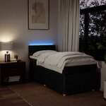 vidaXL Sommier à lattes de lit avec matelas Noir 90x190 cm Tissu